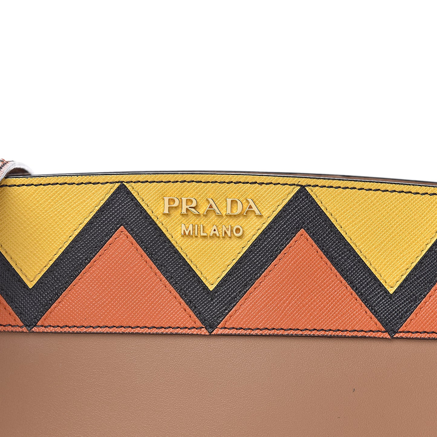 City Calf Saffiano Greche Shoulder Bag Caramel Papaya