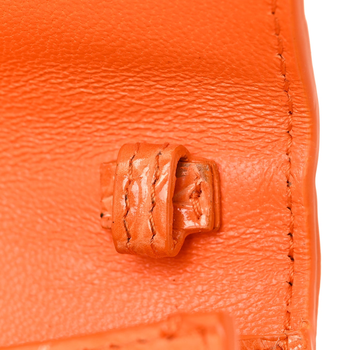 Shiny Calfskin Crocodile Embossed Hourglass Top Handle Bag Mini Orange