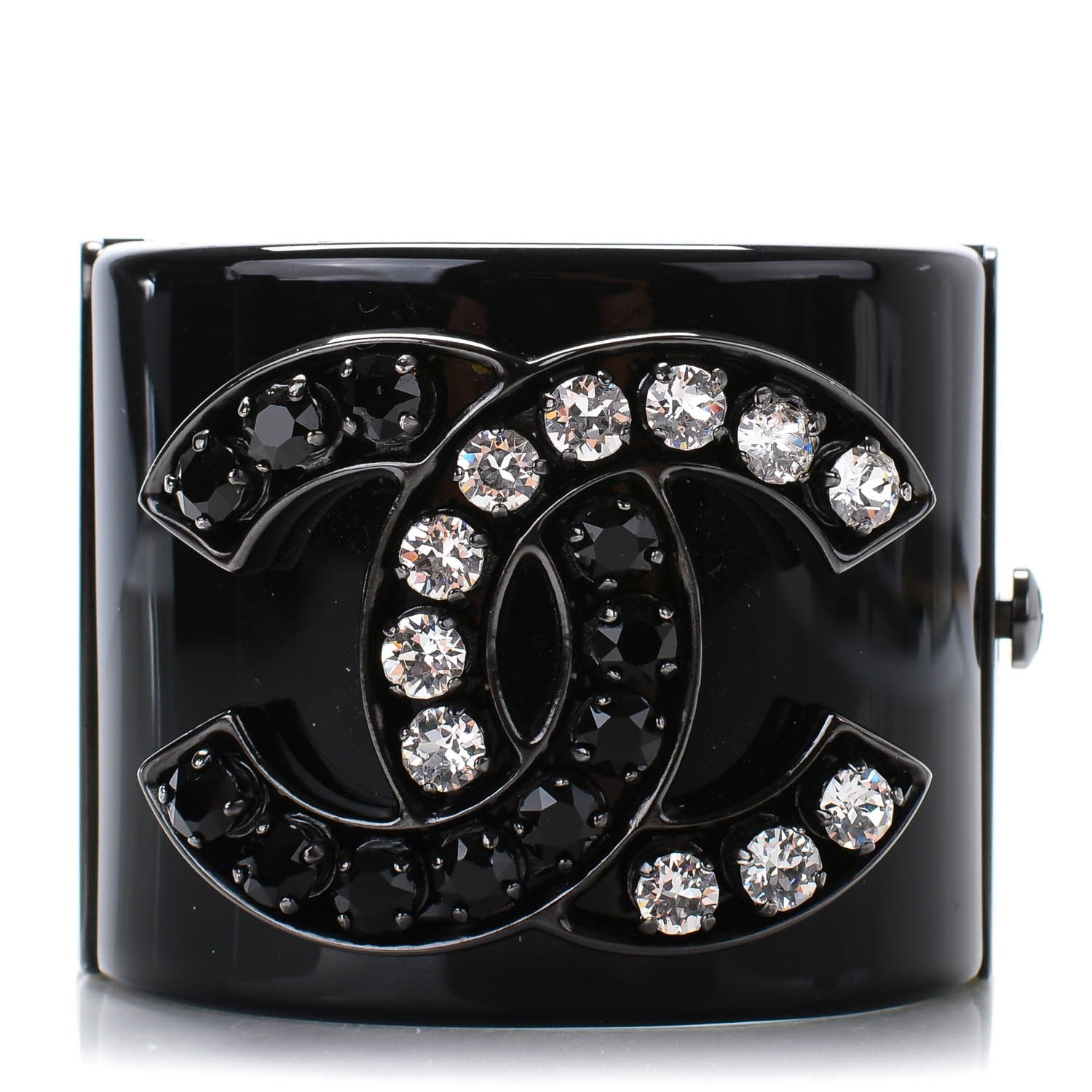 Chanel Resin Ruthenium Crystal CC Cuff Black 1 of 6