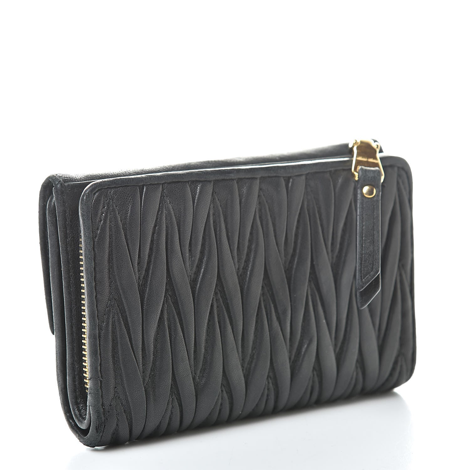 Miu Miu Nappa Matelasse Tri-Fold Flap Wallet Black 3 of 11