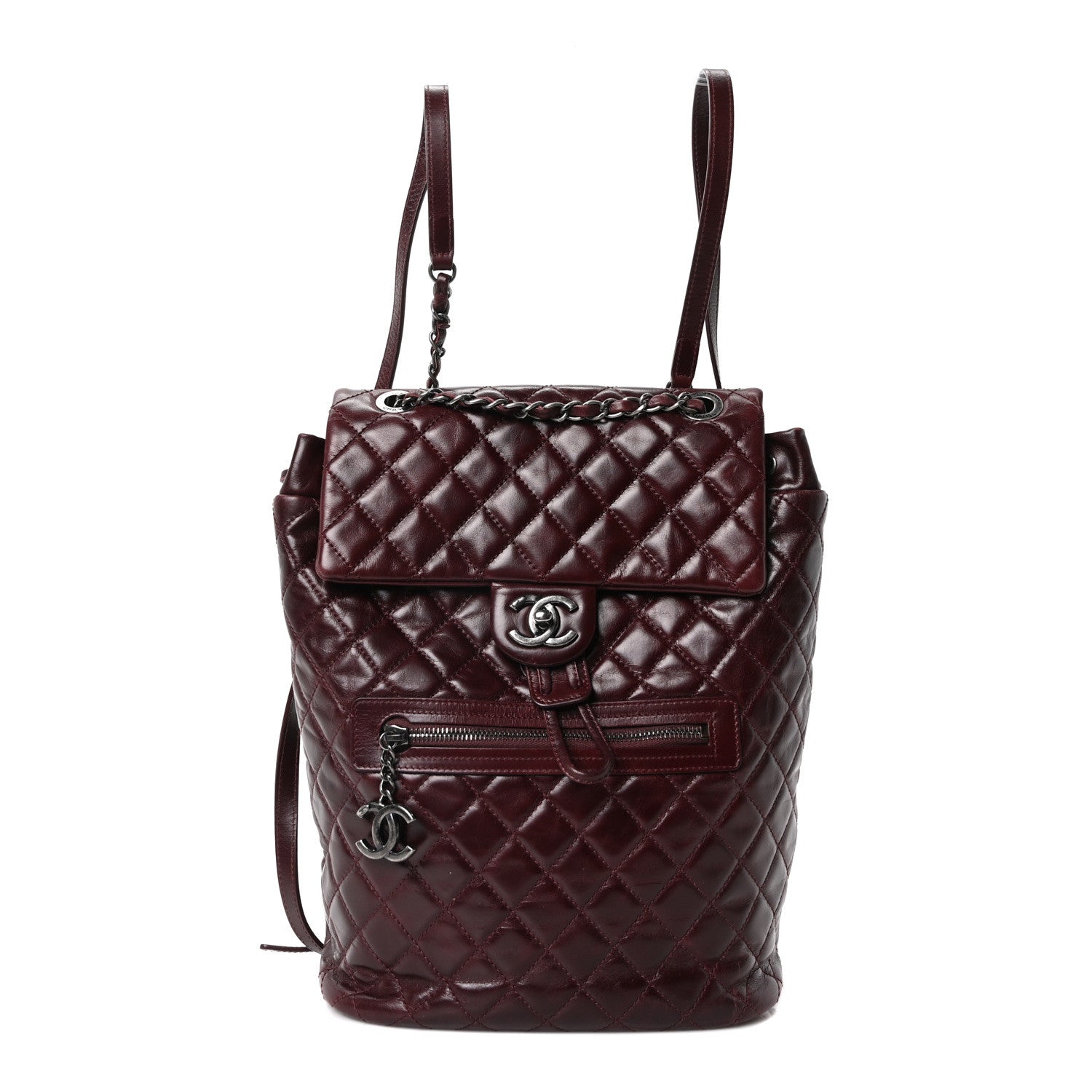Chanel Glazed Calfskin Quilted Large Salzburg Backpack Burgundy 1 of 10