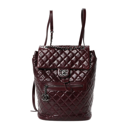 Chanel Glazed Calfskin Quilted Large Salzburg Backpack Burgundy 1 of 10