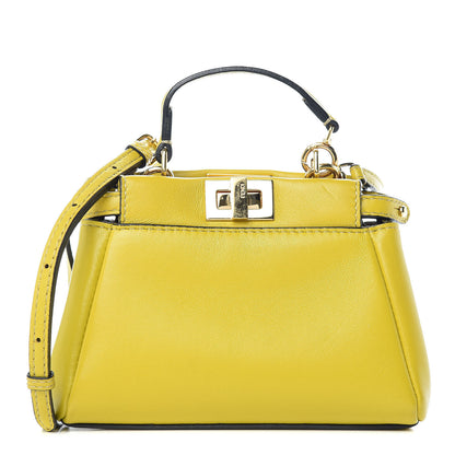 Fendi Shiny Nappa Micro Peekaboo Iconic Satchel Lime 1 of 11