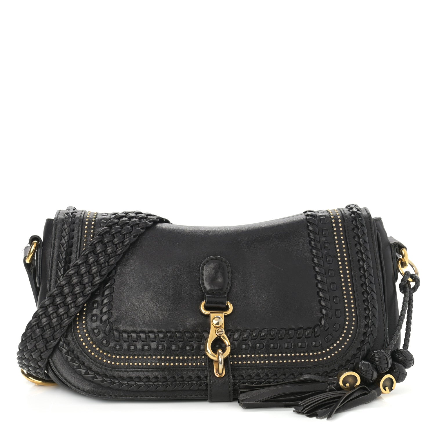 Gucci Calfskin Handmade Medium Flap Shoulder Bag Black 1 of 13
