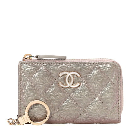 Chanel Iridescent Caviar Quilted Zipped Key Holder Case Beige 1 of 11