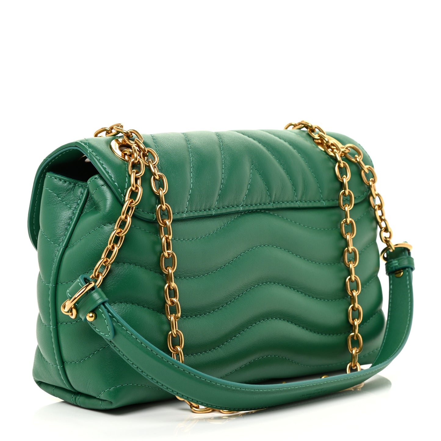 Calfskin New Wave Chain Bag MM NM Emerald