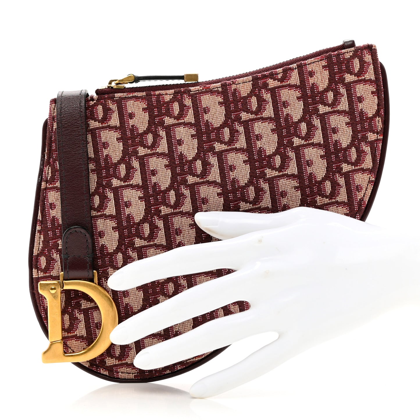 Oblique Saddle Pouch Clutch Bordeaux