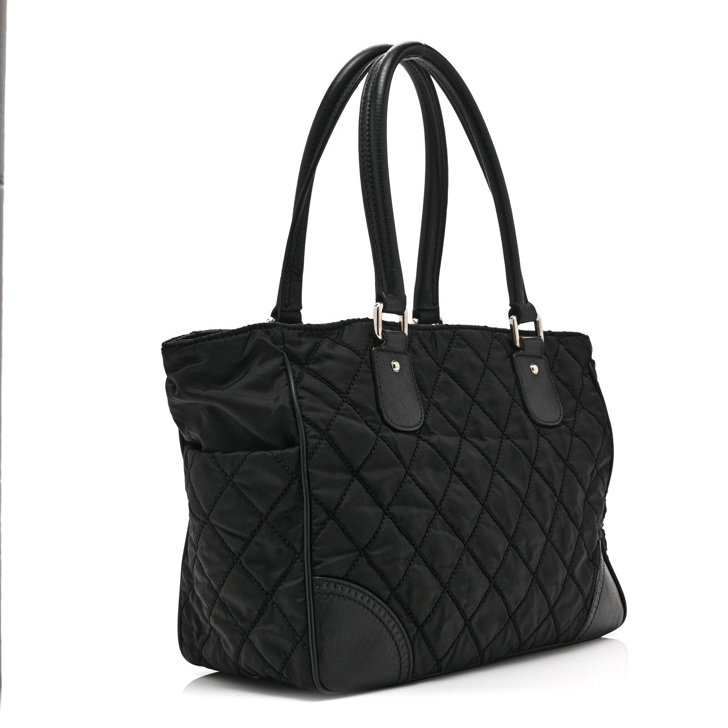 Chanel Nylon Calfskin Quilted CC Paris New York Tote Bag Black 3 of 10