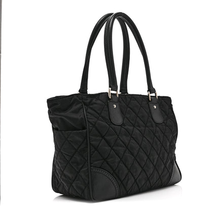 Chanel Nylon Calfskin Quilted CC Paris New York Tote Bag Black 3 of 10