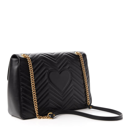 Gucci Calfskin Matelasse Large GG Marmont Shoulder Bag Black 3 of 10