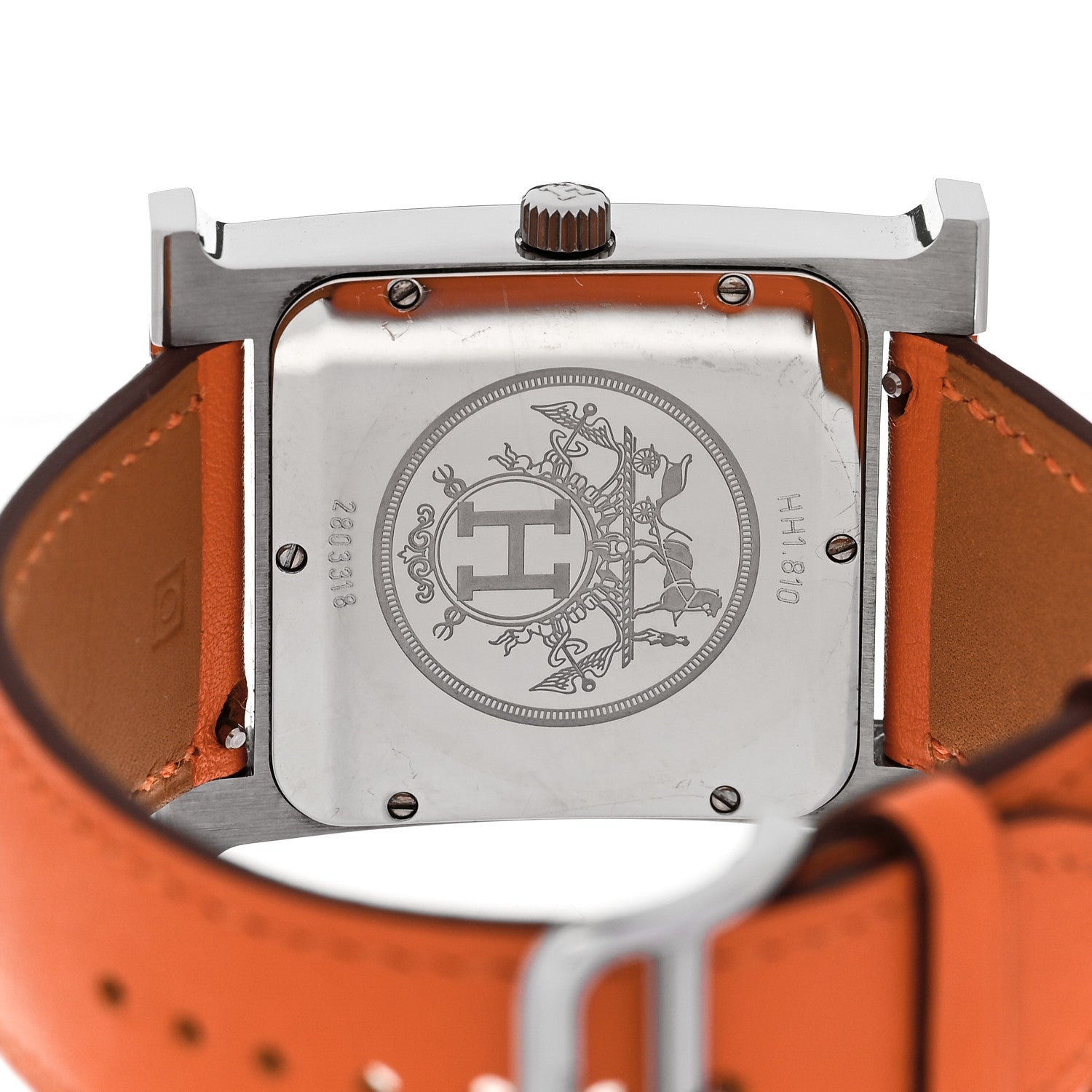 Hermes Stainless Steel Swift 30.5mm Heure H Hour Quartz Watch Orange 4 of 5