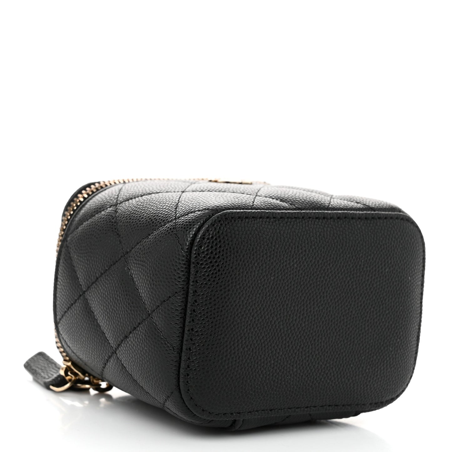 Caviar Quilted Mini Vanity Case With Chain Black