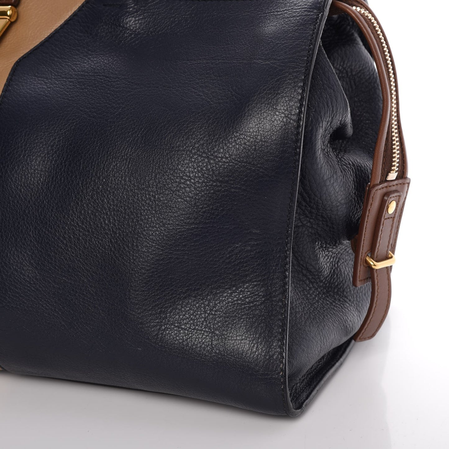 Calfskin Medium Tri-color Cabas Chyc Navy Mushroom