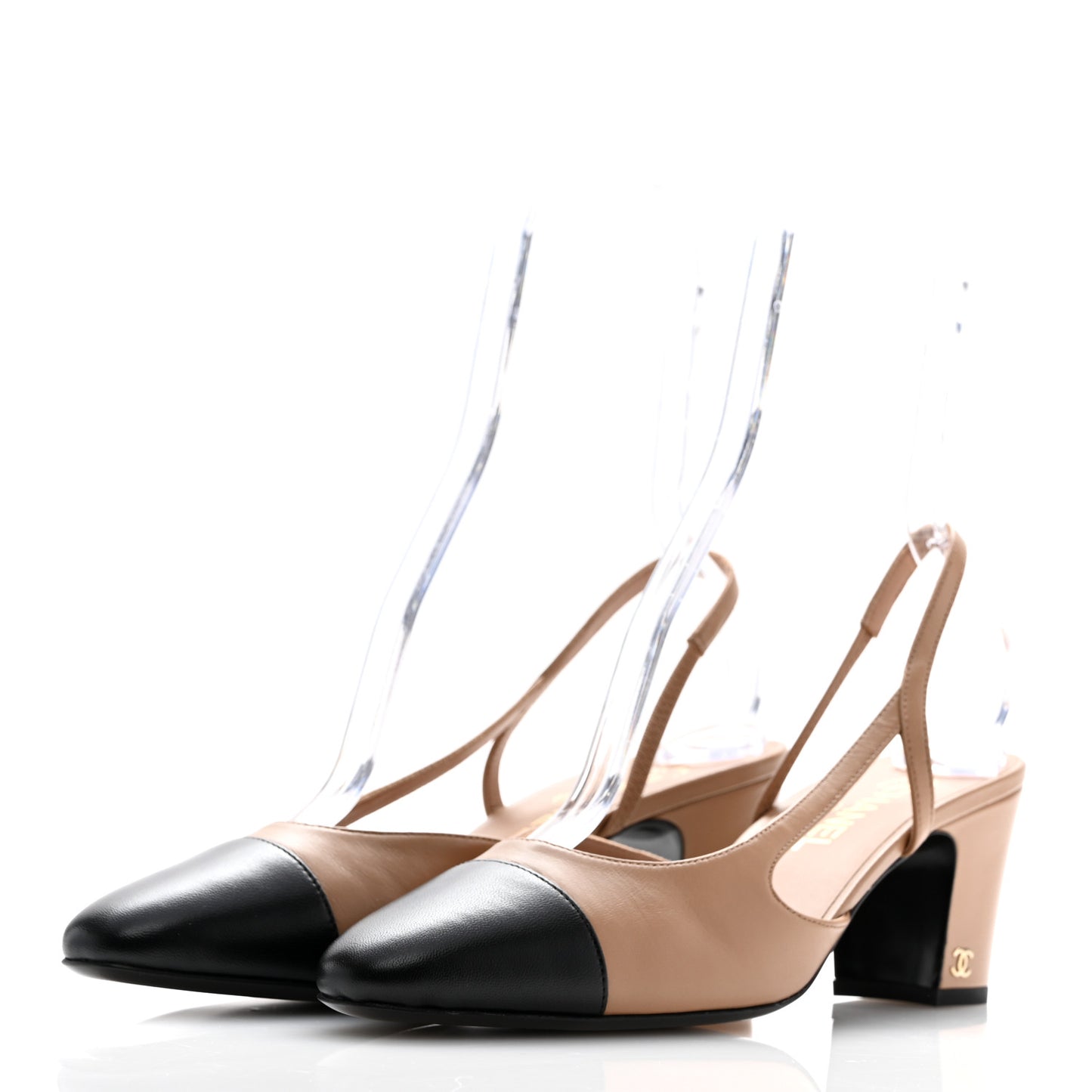 Lambskin Cap Toe CC Slingback Pumps 40.5 Dark Beige Black