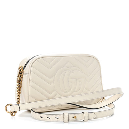 Gucci Calfskin Matelasse Small GG Marmont Chain Shoulder Bag White 3 of 10