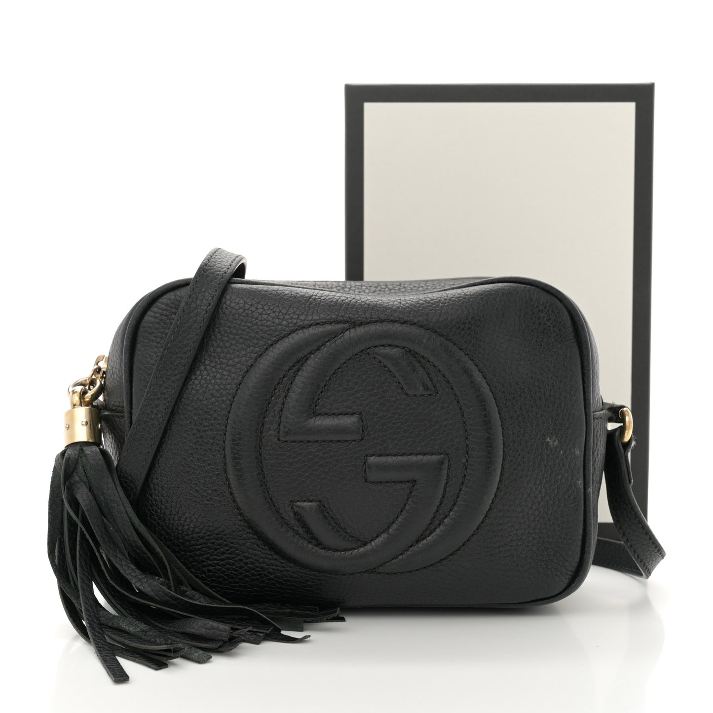 Pebbled Calfskin Small Soho Disco Bag Black
