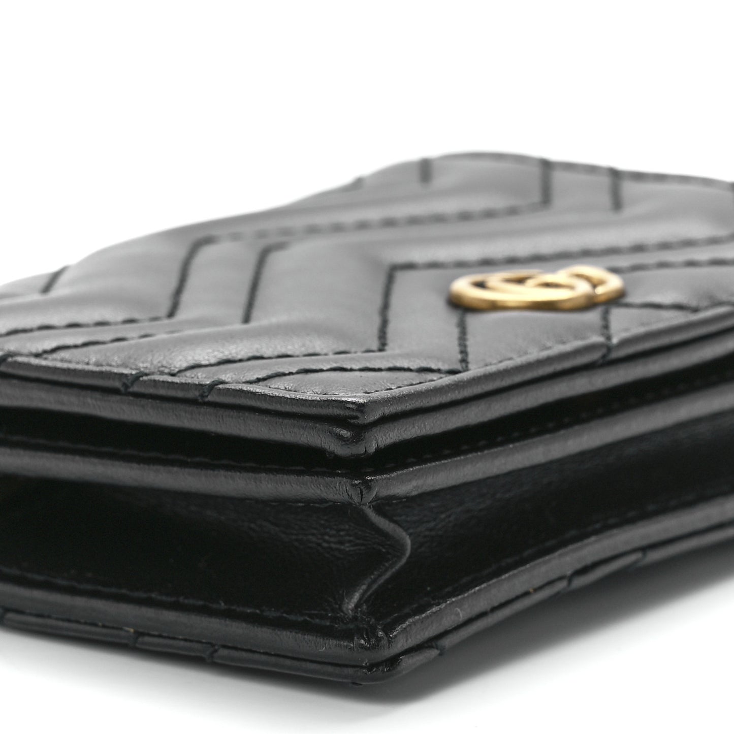 Calfskin Matelasse GG Marmont Card Case Wallet Black