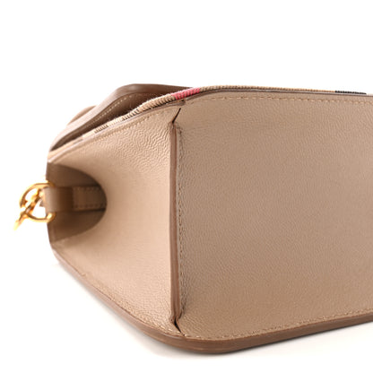 Burberry Derby Calfskin House Check Mackford Crossbody Bag Camel 8 of 9