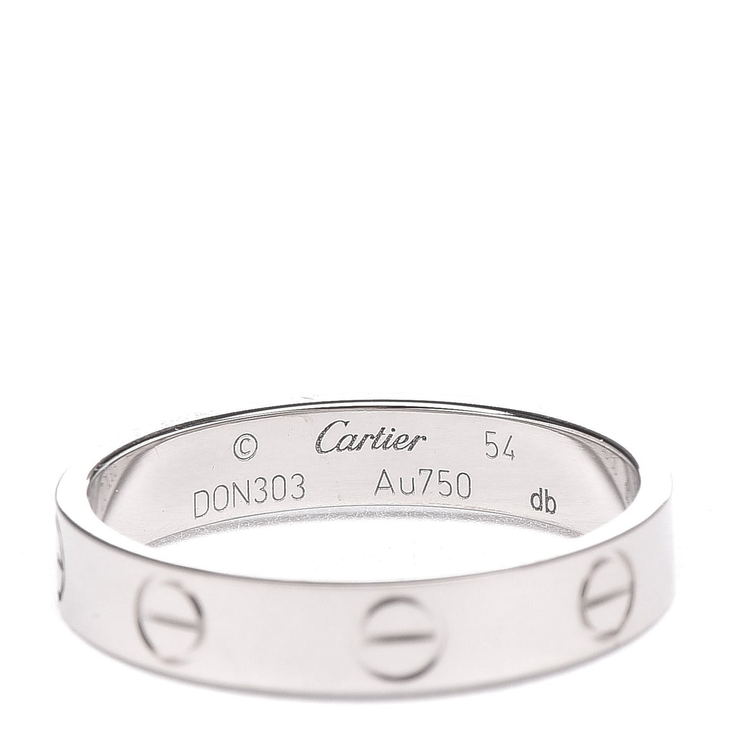 18K White Gold 3.5mm LOVE Wedding Band Ring 54 6.75