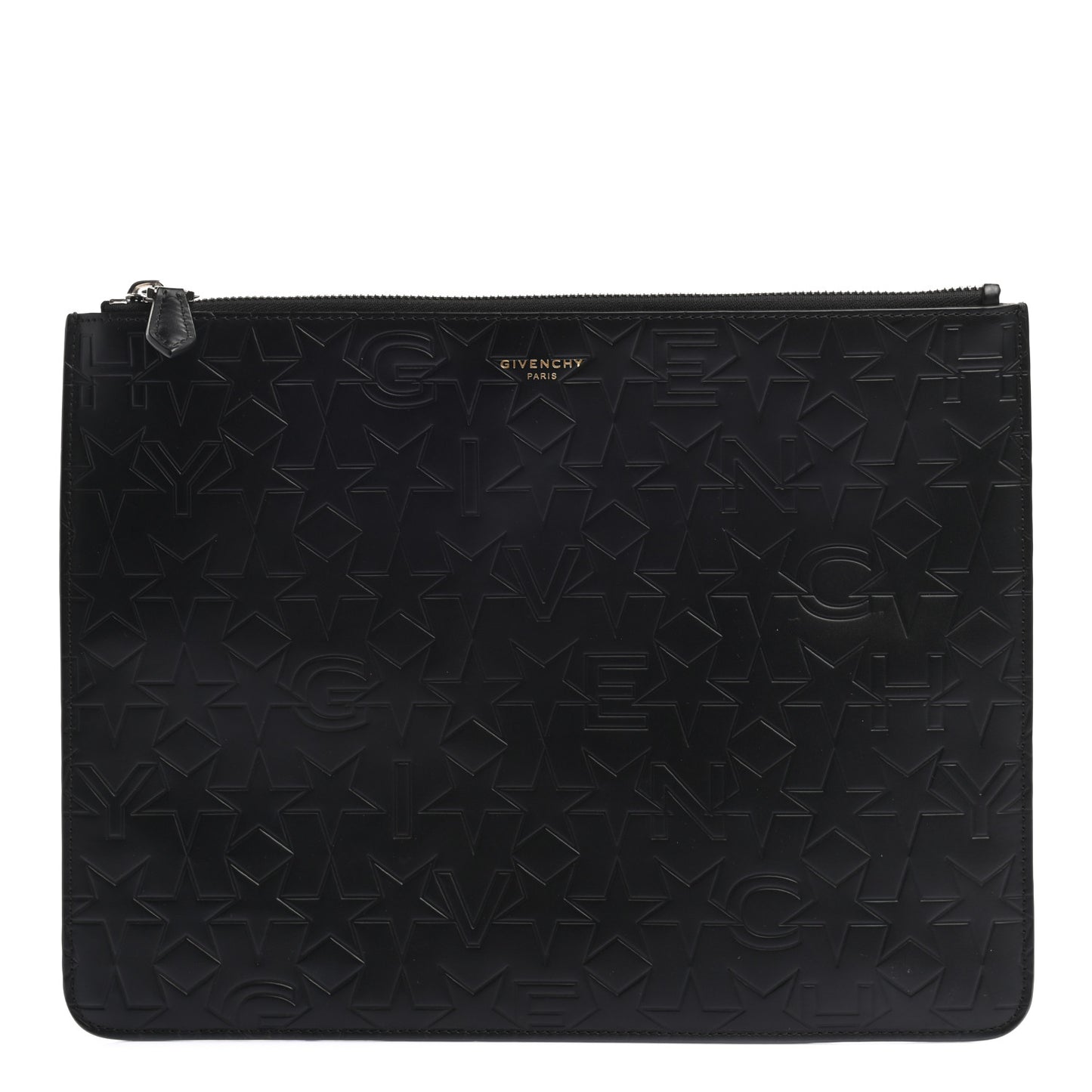 Lambskin Star Embossed Large Pouch Black