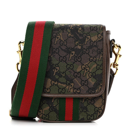 Gucci X PALACE GG P Canvas Monogram Web Camouflage Flap Messenger Brown 1 of 11