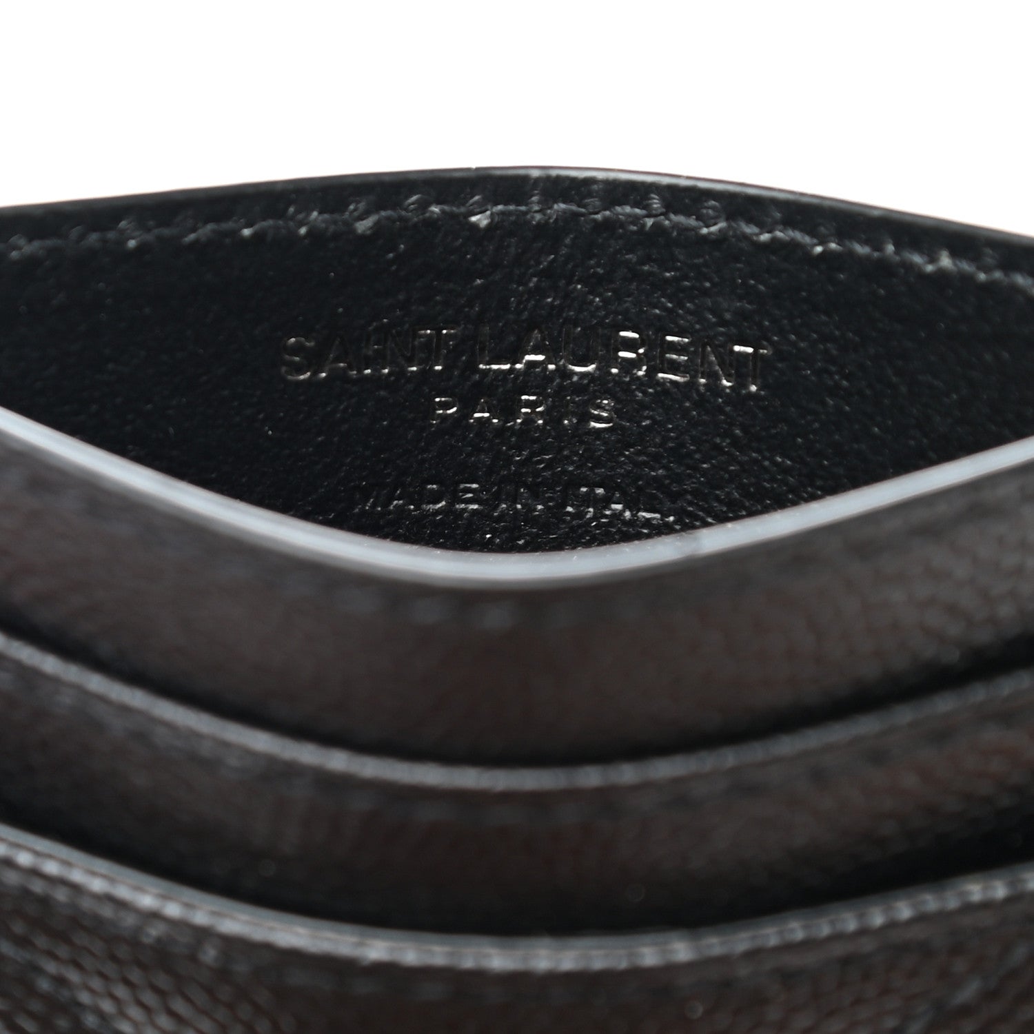 Saint Laurent Grain De Poudre Matelasse Chevron Monogram Credit Card Case Black 6 of 7