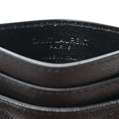 Saint Laurent Grain De Poudre Matelasse Chevron Monogram Credit Card Case Black 6 of 7