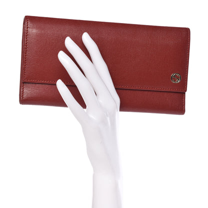 Gucci Calfskin Interlocking G French Wallet Red 2 of 12