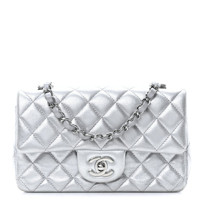 Chanel Metallic Lambskin Quilted Mini Rectangular Flap Silver 1 of 10