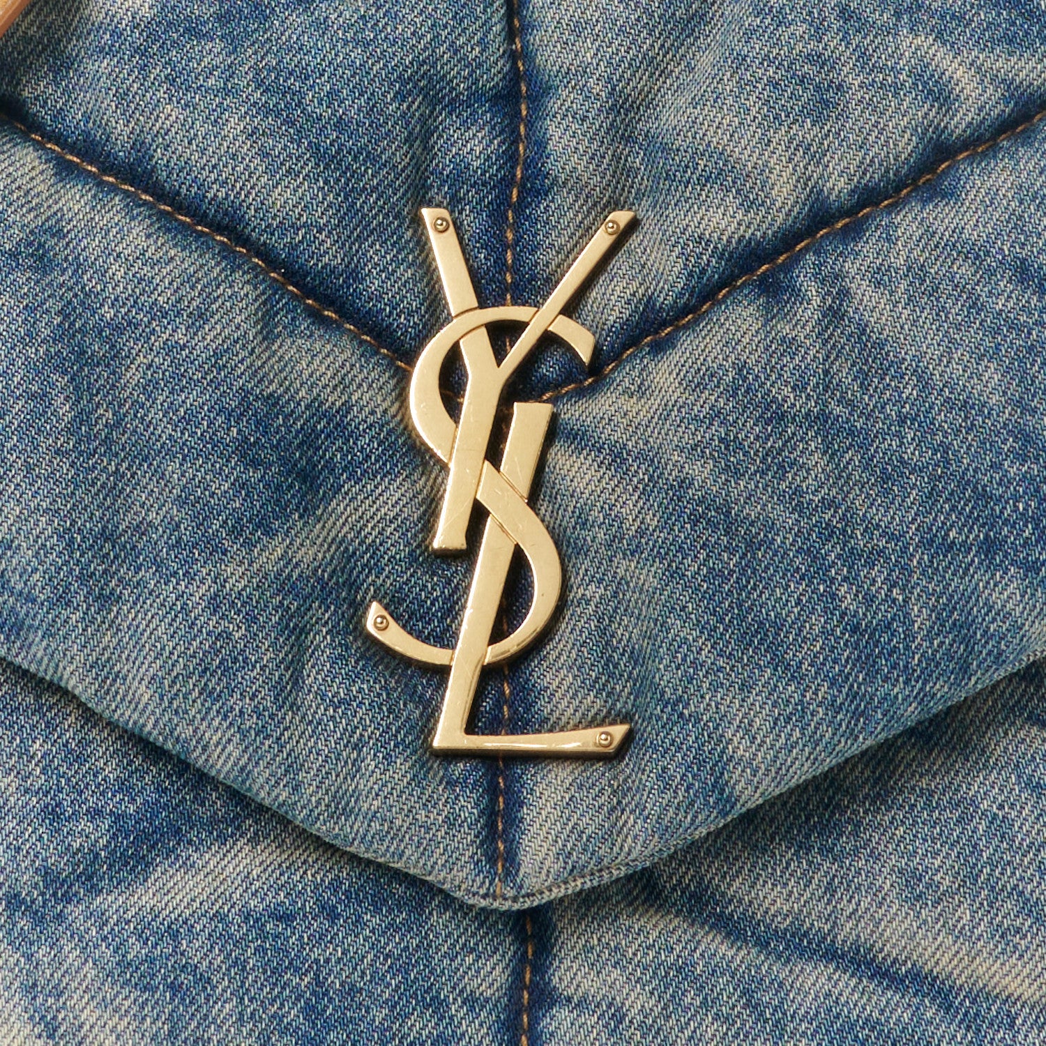 Saint Laurent Denim Quilted Medium Loulou Puffer Monogram Chain Satchel Blue Cinnamon 8 of 11