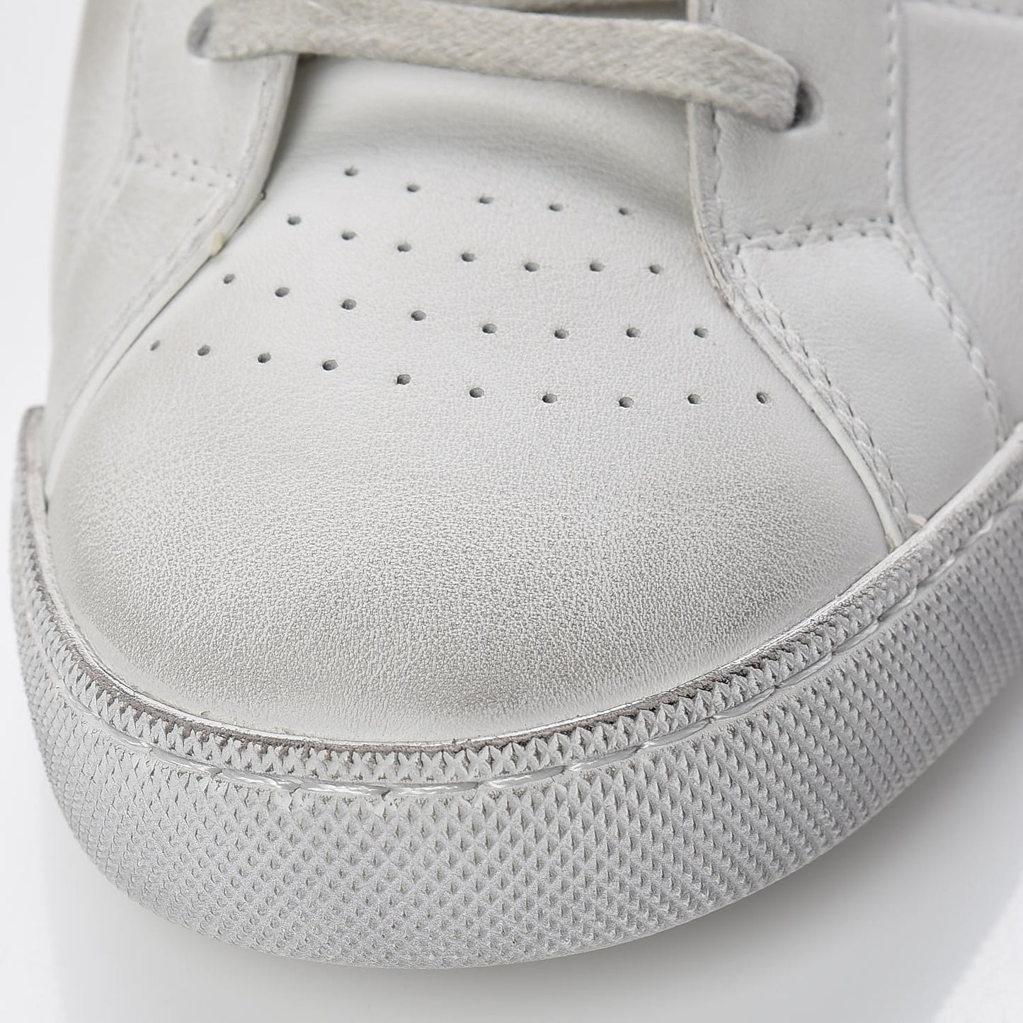 Calfskin Distressed Lenny Logo-Print High Top Sneakers 38 Blanc Optique