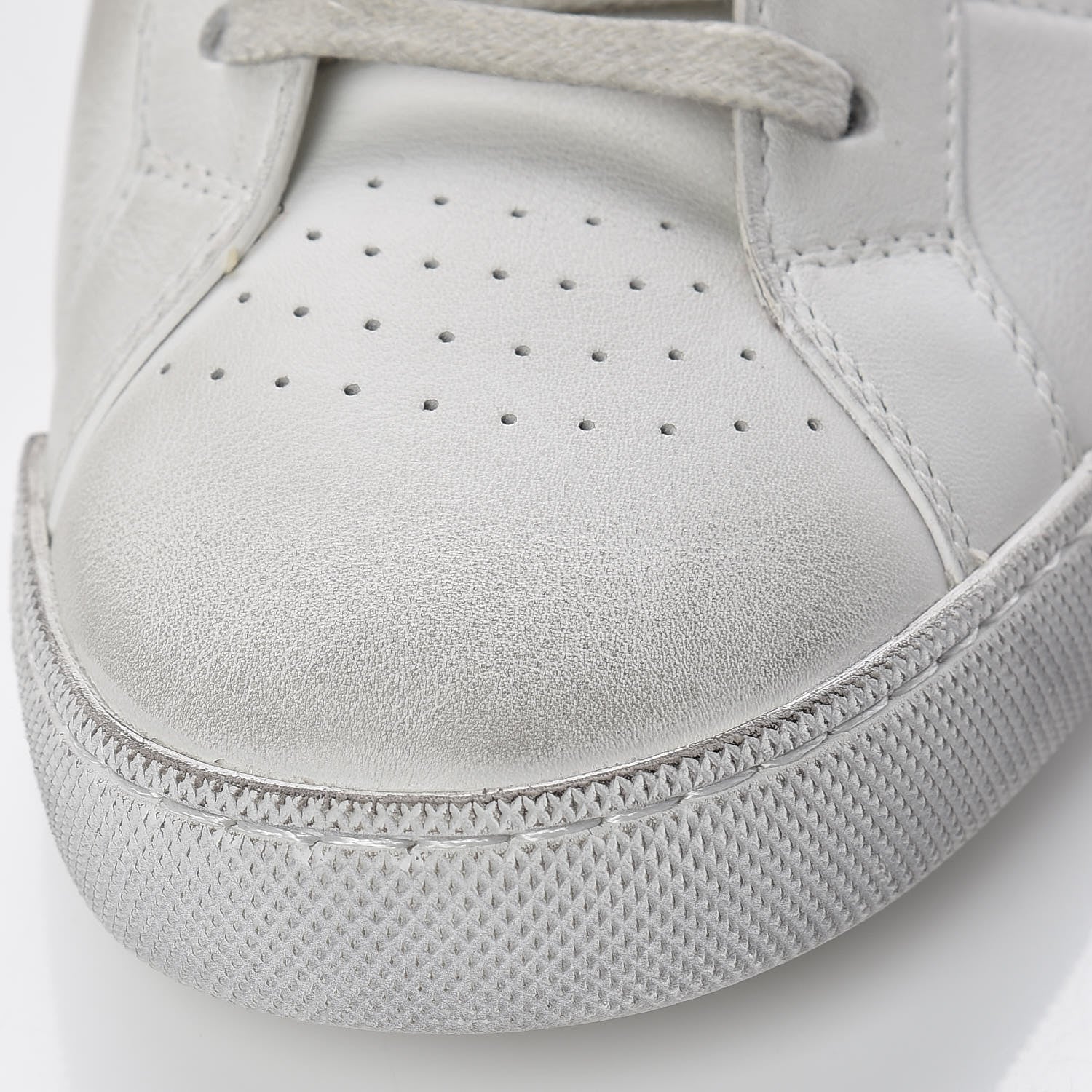 Saint Laurent Calfskin Distressed Lenny Logo-Print High Top Sneakers 38 Blanc Optique 12 of 14
