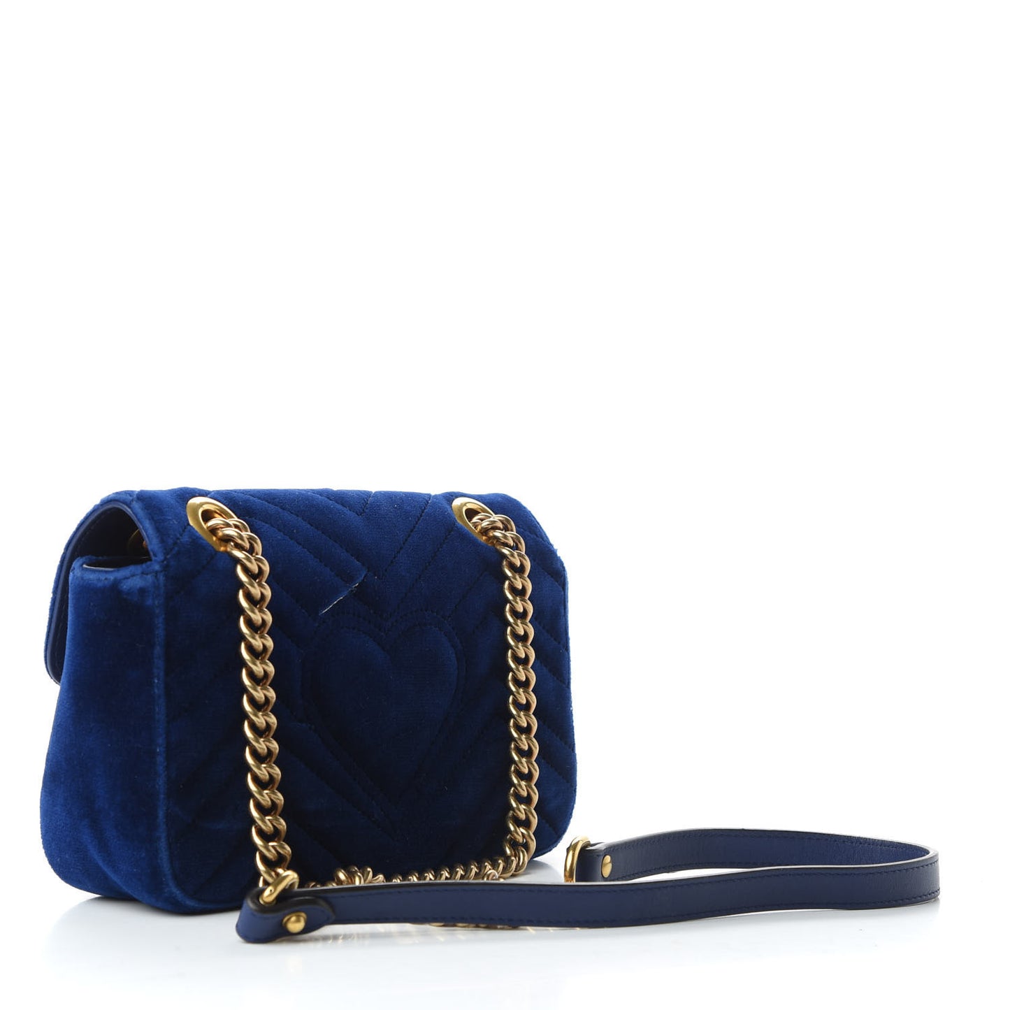 Velvet Matelasse Embroidered Mini GG Marmont Shoulder Bag Cobalt Blue