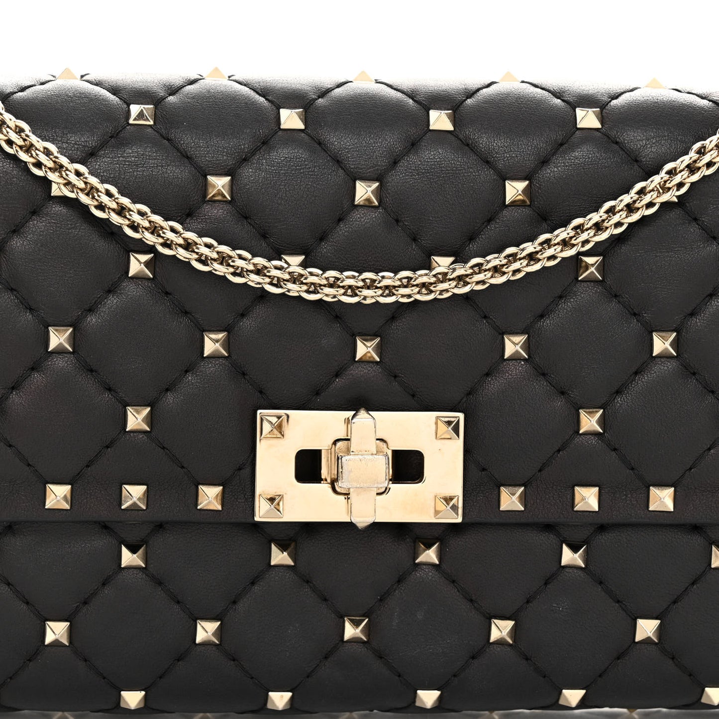 Nappa Rockstud Spike Wallet On Chain Black