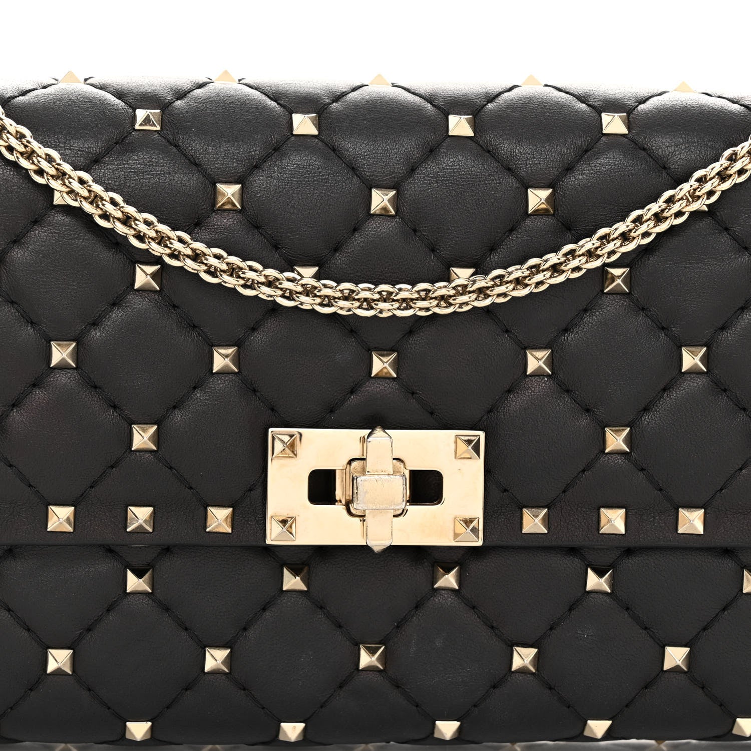 Valentino Garavani Nappa Rockstud Spike Wallet On Chain Black 9 of 11