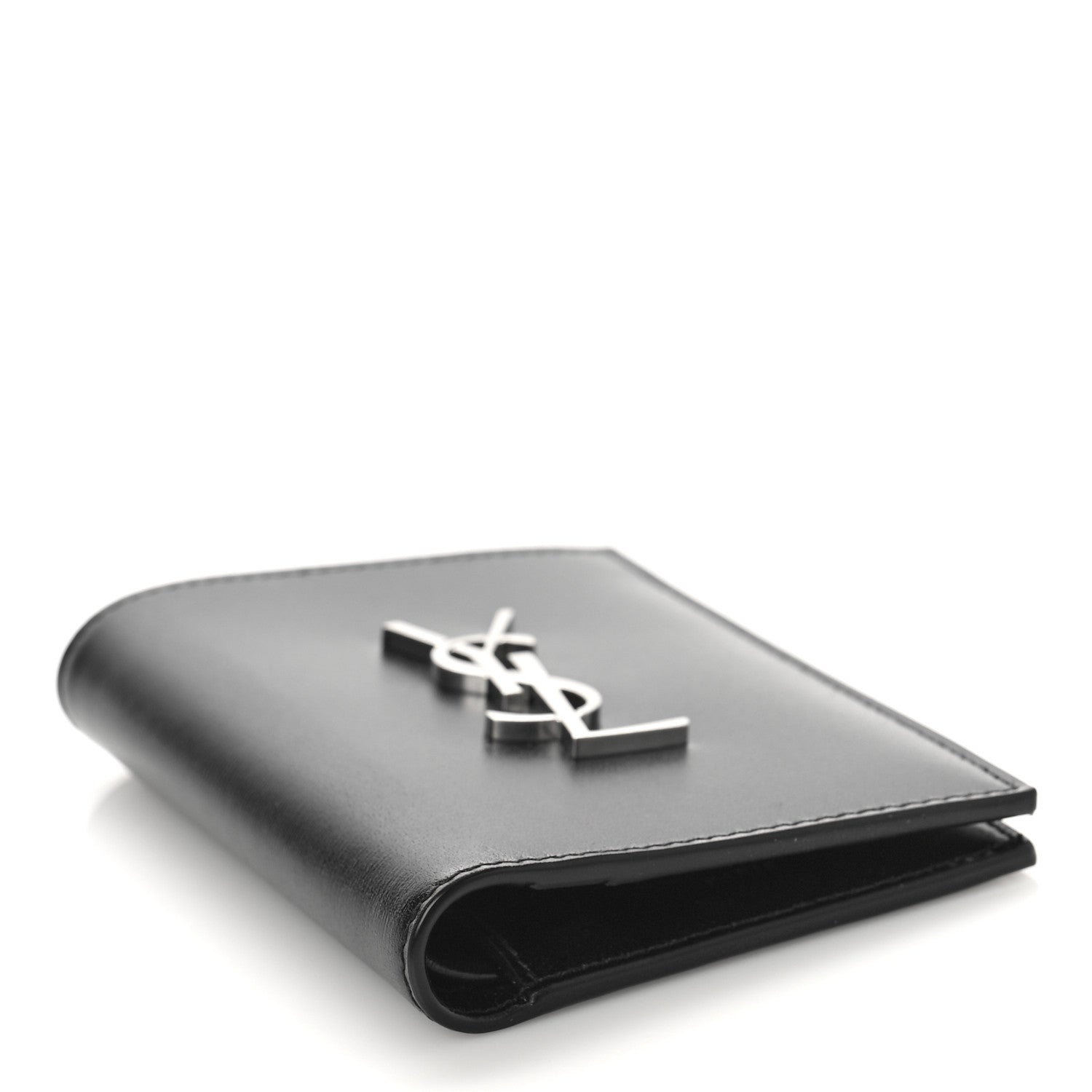 Saint Laurent Smooth Calfskin Cassandre Credit Card Wallet Black 4 of 9