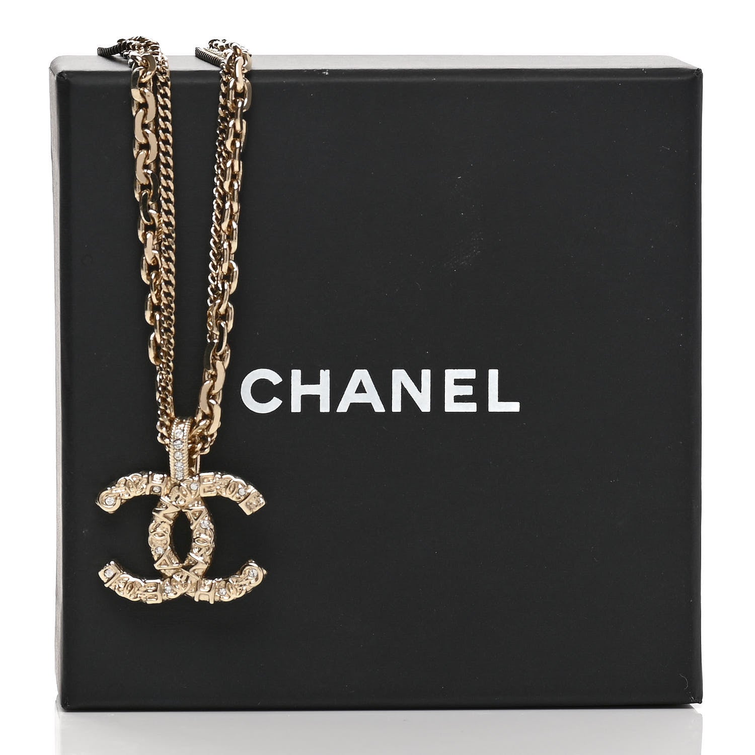 Chanel Crystal CC Multi Strand Chain Necklace Gold 7 of 7
