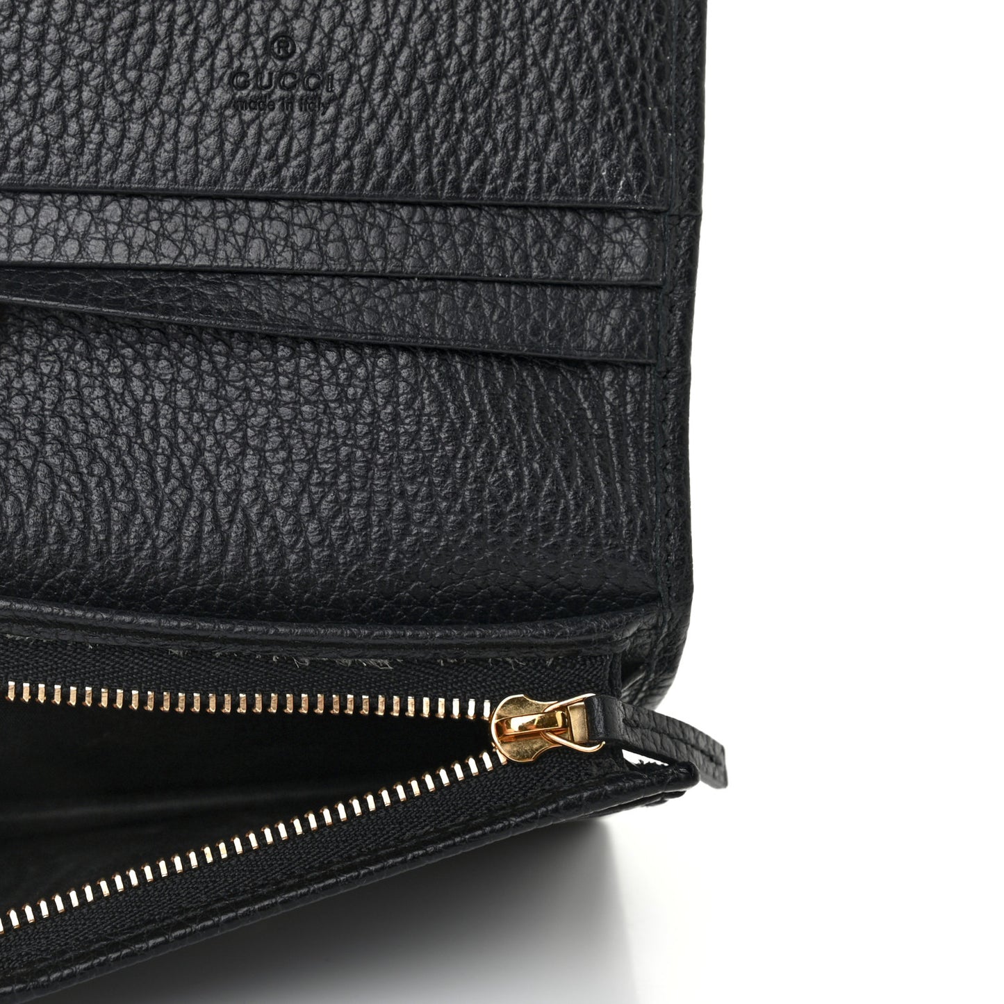 Pebbled Calfskin GG Marmont Card Case Black