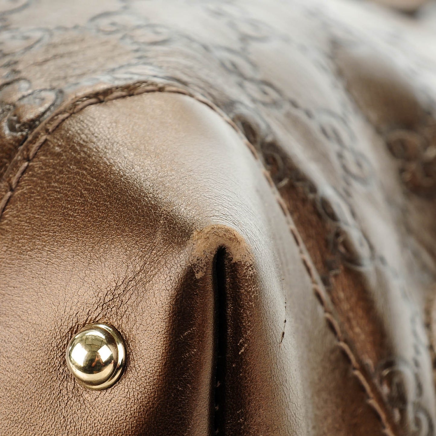 Metallic Guccissima Heart Bit Charm Dome Satchel Bronze