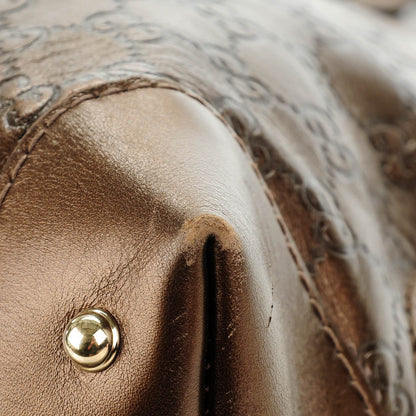 Gucci Metallic Guccissima Heart Bit Charm Dome Satchel Bronze 10 of 12