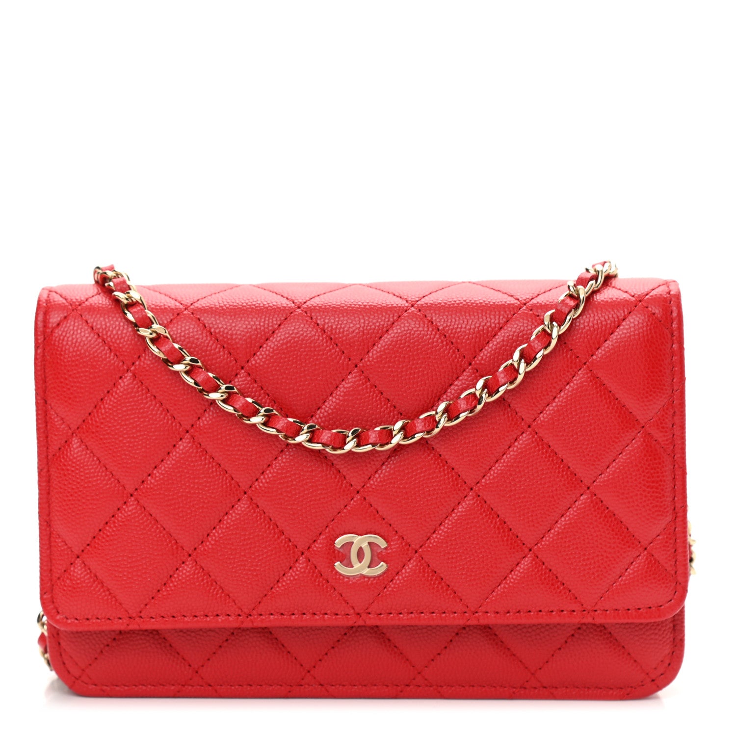 Chanel Caviar Quilted Wallet On Chain WOC Red 1 of 11