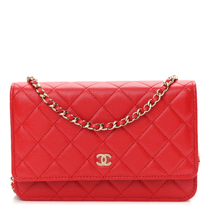 Chanel Caviar Quilted Wallet On Chain WOC Red 1 of 11