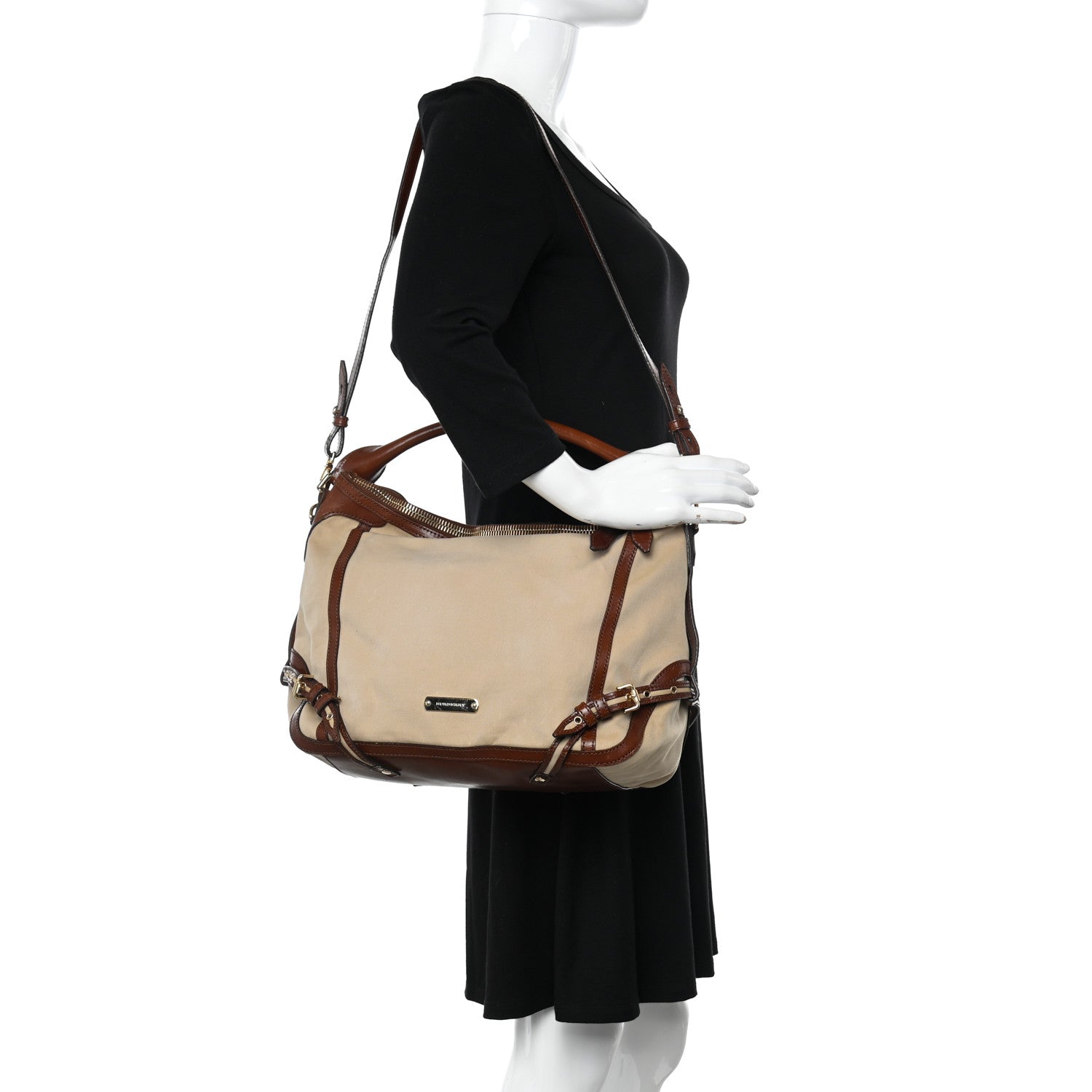 Burberry Canvas Calfskin Canterbury Tote 2 of 12
