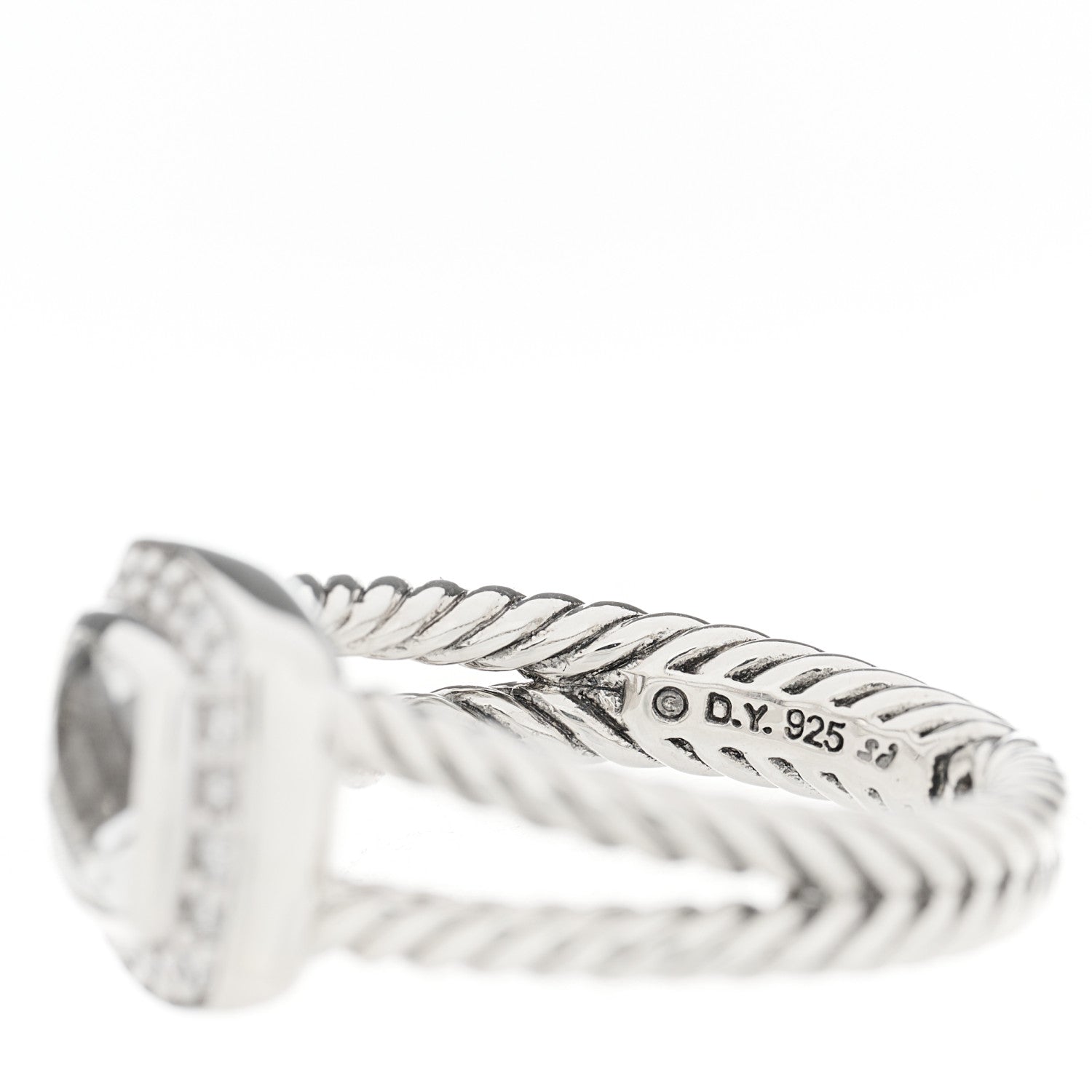 David Yurman Sterling Silver Diamond White Topaz 7mm Petite Albion Ring 54 7 4 of 5
