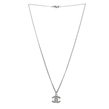 Chanel Crystal Timeless CC Necklace Silver 3 of 5