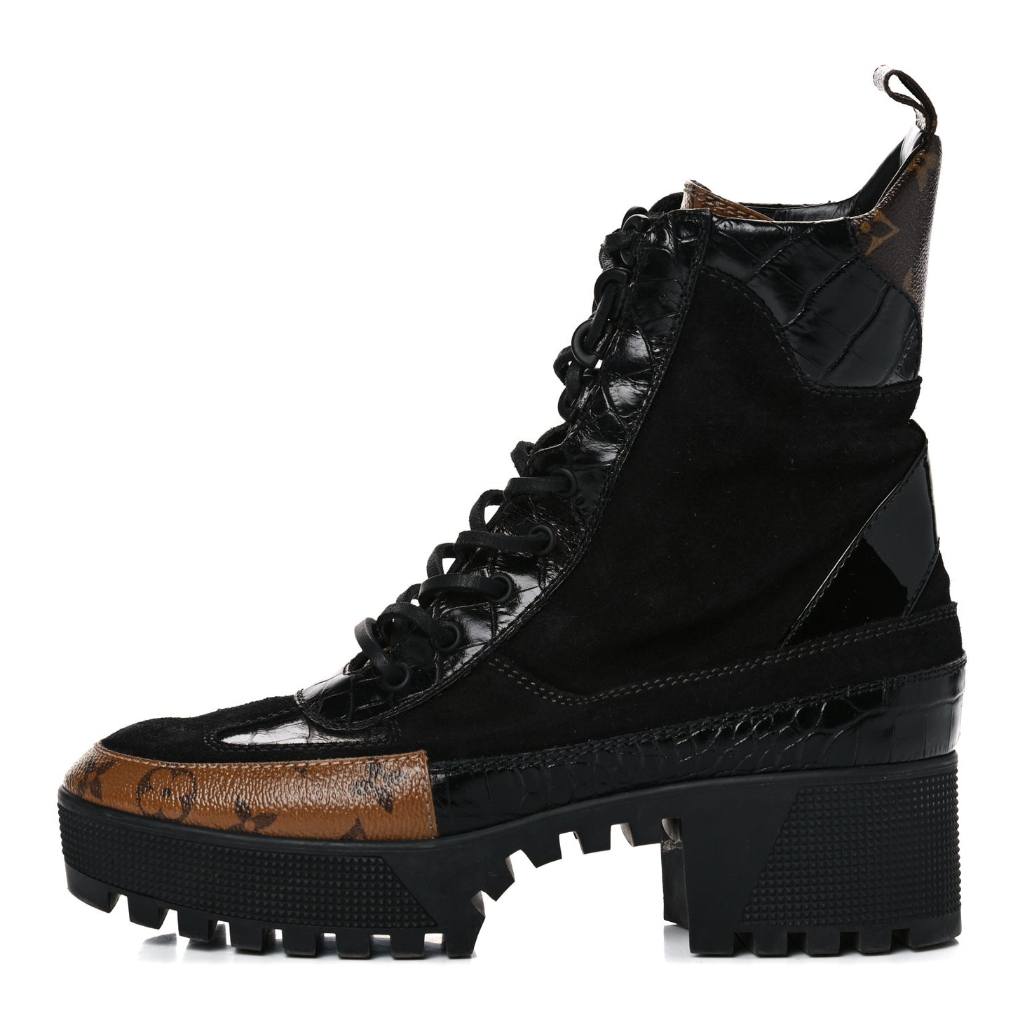 Suede Calfskin Monogram Laureate Platform Desert Boots 40 Black