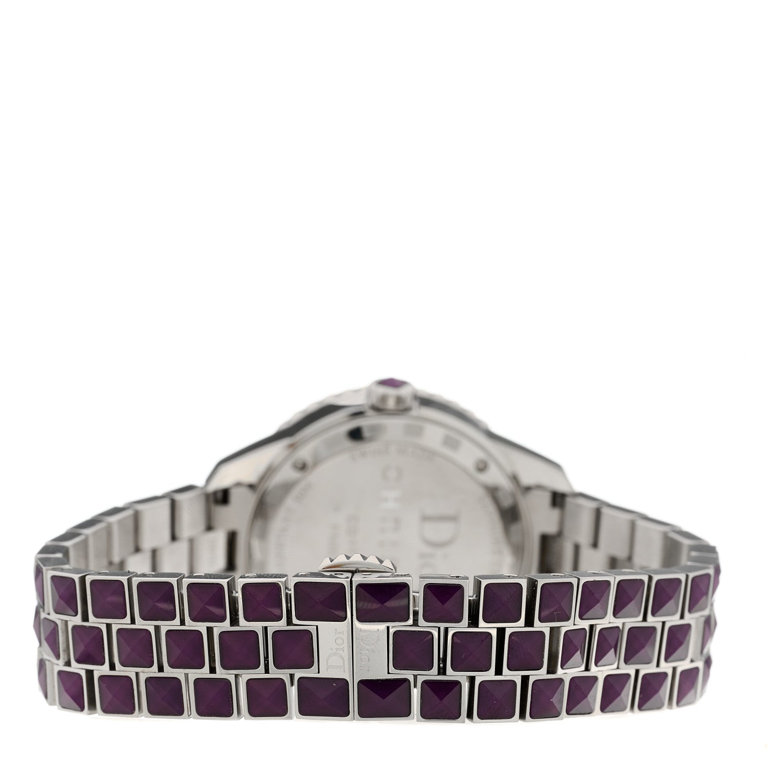 Christian Dior Stainless Steel Diamond Sapphire 33mm Christal Quartz Watch Purple 3 of 4