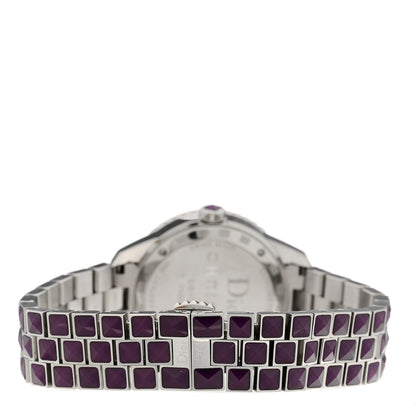 Christian Dior Stainless Steel Diamond Sapphire 33mm Christal Quartz Watch Purple 3 of 4