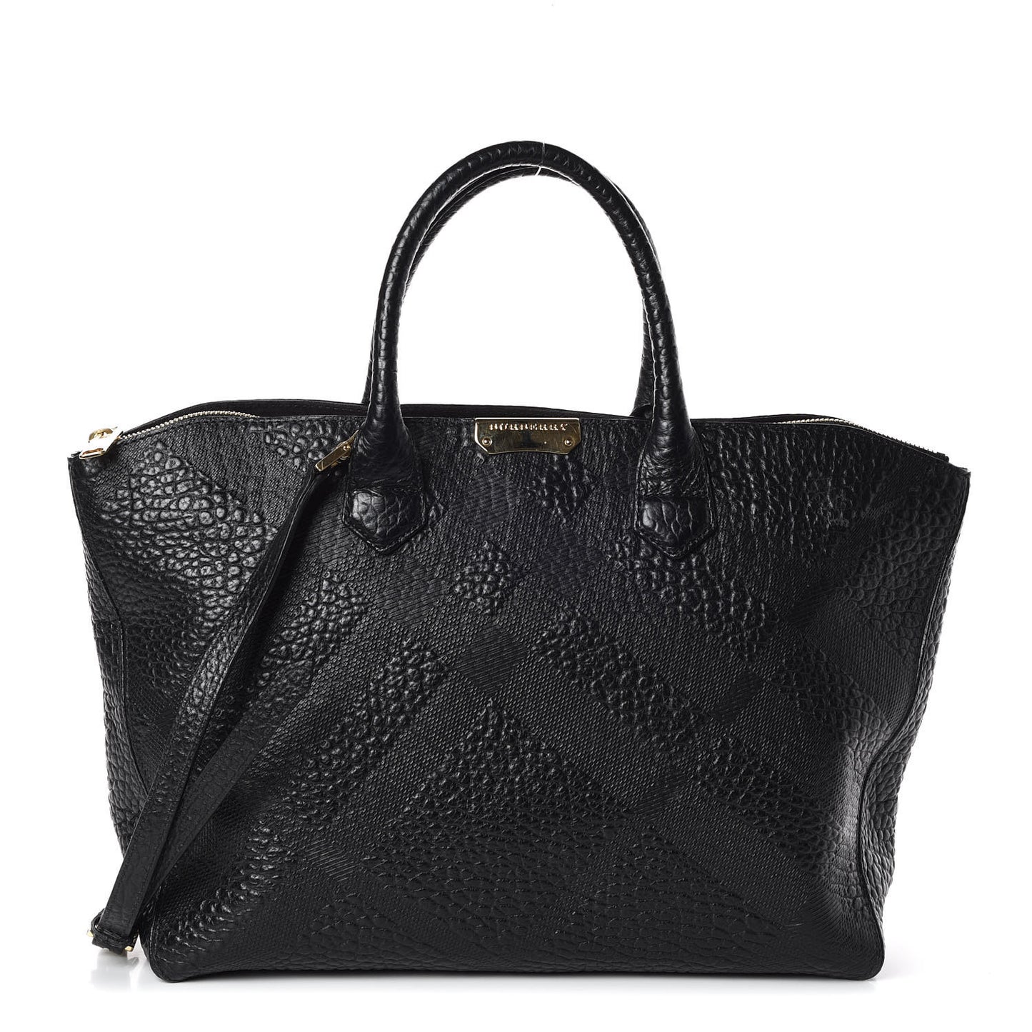 Heritage Grain Check Embossed Medium Dewsbury Tote Black