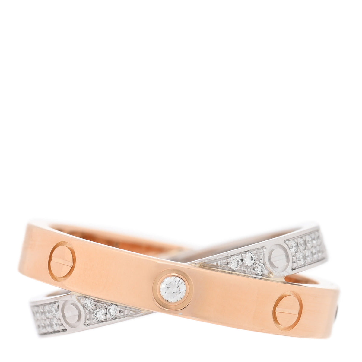 Cartier 18K Pink White Gold Diamond LOVE Pave Ring 53 6.5 3 of 4